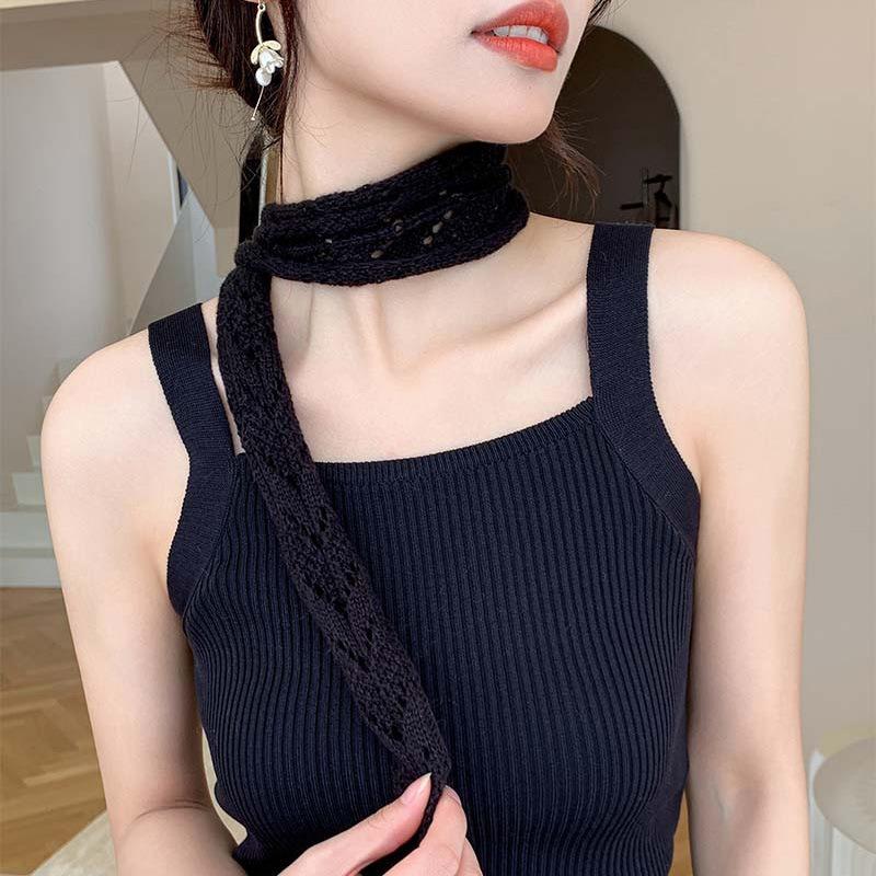Boutique design spring new niche sexy hollow knitted scarf neckband fashionable decoration versatile and attractive
