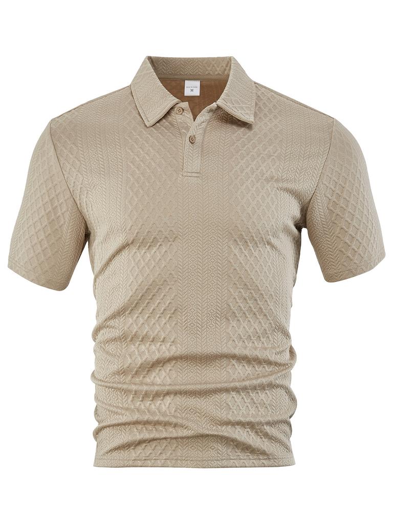 European and American Men's Clothing Summer Thin Loose Breathable Casual Solid Color Jacquard Lapel Short-sleeved Men's Polo Shirt