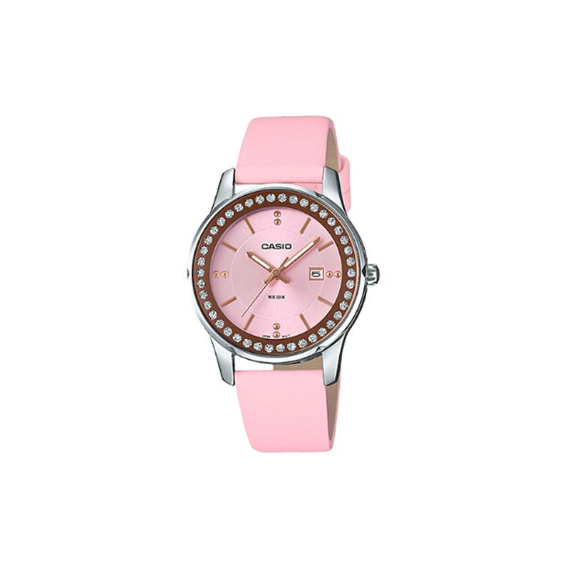

Casio STANDARD series quartz movement leather strap Japanese and Korean watch women s watch pink dial LTP-1358L-4A2