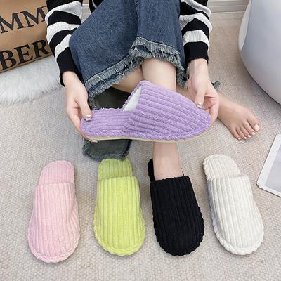Winter Warm Plush Women's Slippers Men's Shoes Non-slip Slide Plush Slippers A Pair of Indoor Bedroom House Slippers