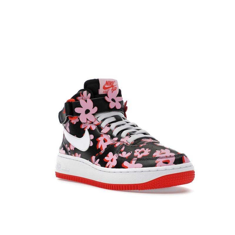 Nike Air Force 1 Mid EasyOn SE GS Flower Power Kids Sneakers Black Pink-Rise Picante-Red FQ3692-001