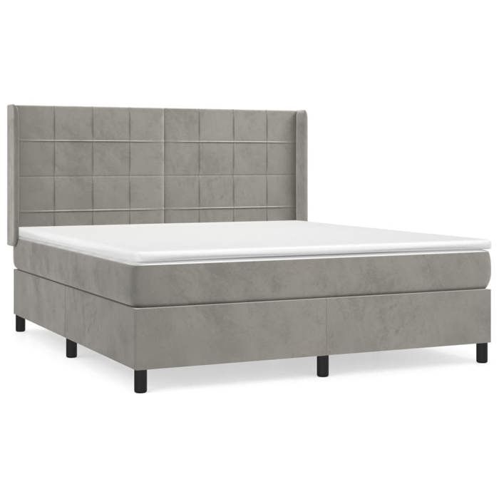 Maison Exclusive - Sommier à lattes de lit et matelas Gris clair 160x200cm Velours