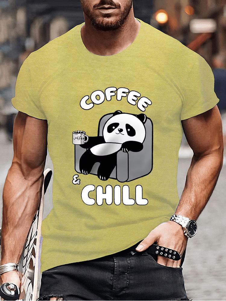 Coffee Chill Panda Enjoying Time T Shirts Men Women Short Sleeve Oversize T Shirt Loose Summer Tee Clothes Casual Fashion Tops