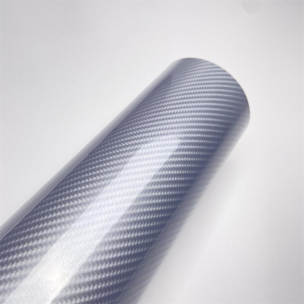 Self Adhesive 6d Carbon Fiber Vinyl Wrap 40x152cm , Silver Car Styling Film Sheet Roll For Auto Hood Roof Decoration Diy