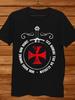 MenS Black TShirt with Knights Templar Cross Design Sed Non Nobis Motto Sword Floral Pattern Casual Cotton Blend AllSeason