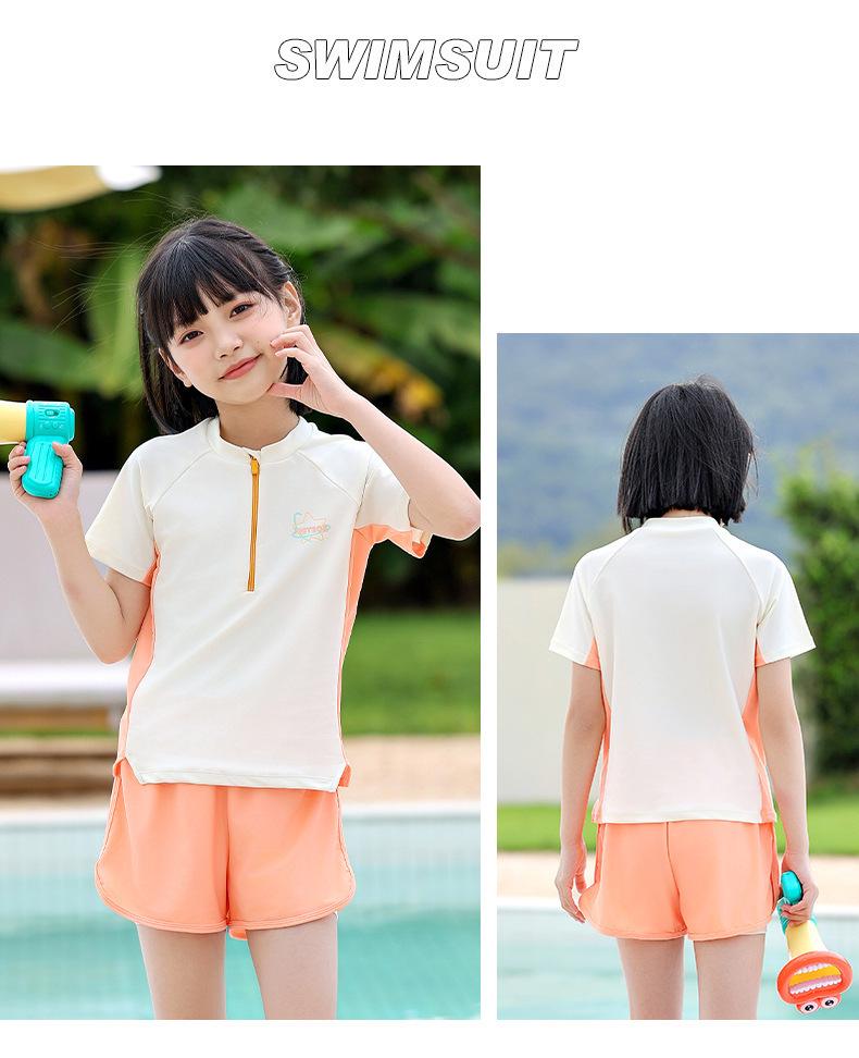 Girls' Two-Piece Swimsuit for Professional Swimming - 2025 Summer Collection for Middle & Big Kids, Little Girls, and Junior High Students