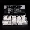 kads 500pcs French Acrylic Nail Tips 3 Colors/Box Fake Nails Clear Half Cover Artificial False Nails Half Tips Box DIY Nail Art