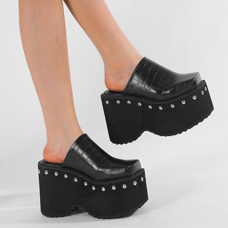 New Style Designer Women's Slippers for Large-sized Women Wear Slippers of Size 34-43 Summer 10cm Thick-bottomed Zapatos Mujer