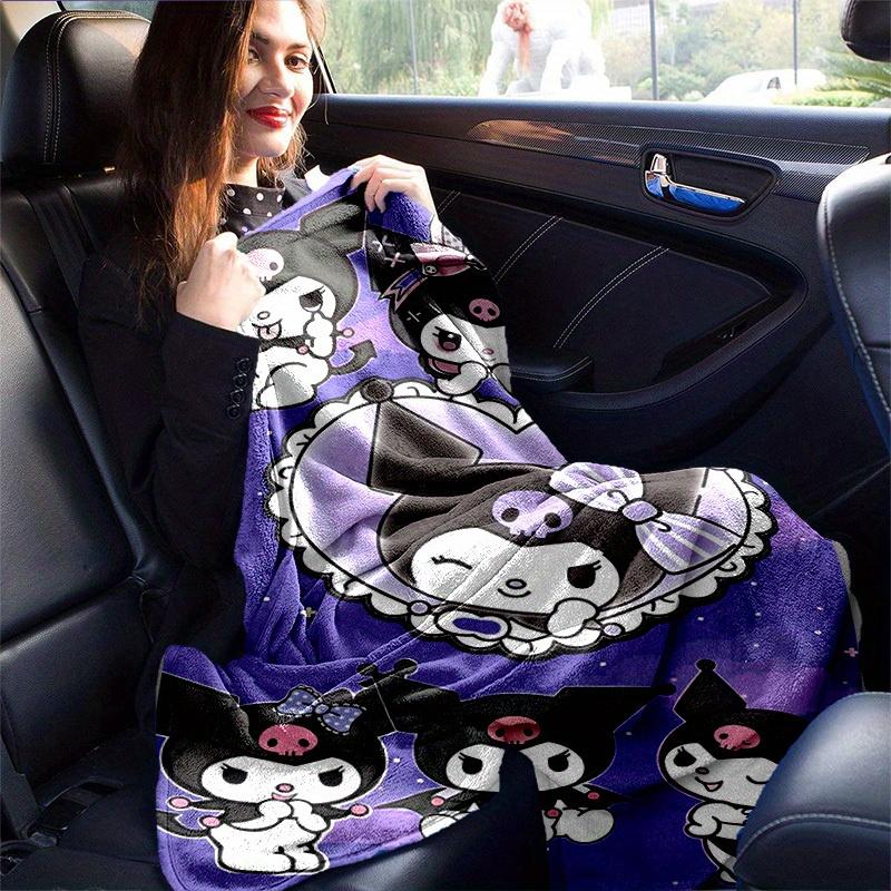 1pc Sanrio Cute Kuromi Home Decor Blanket: Perfect Gift for Bedroom, Living Room, Travel, Camping, Car, Beach, Office Naps, Cozy Flannel Throw for Sof