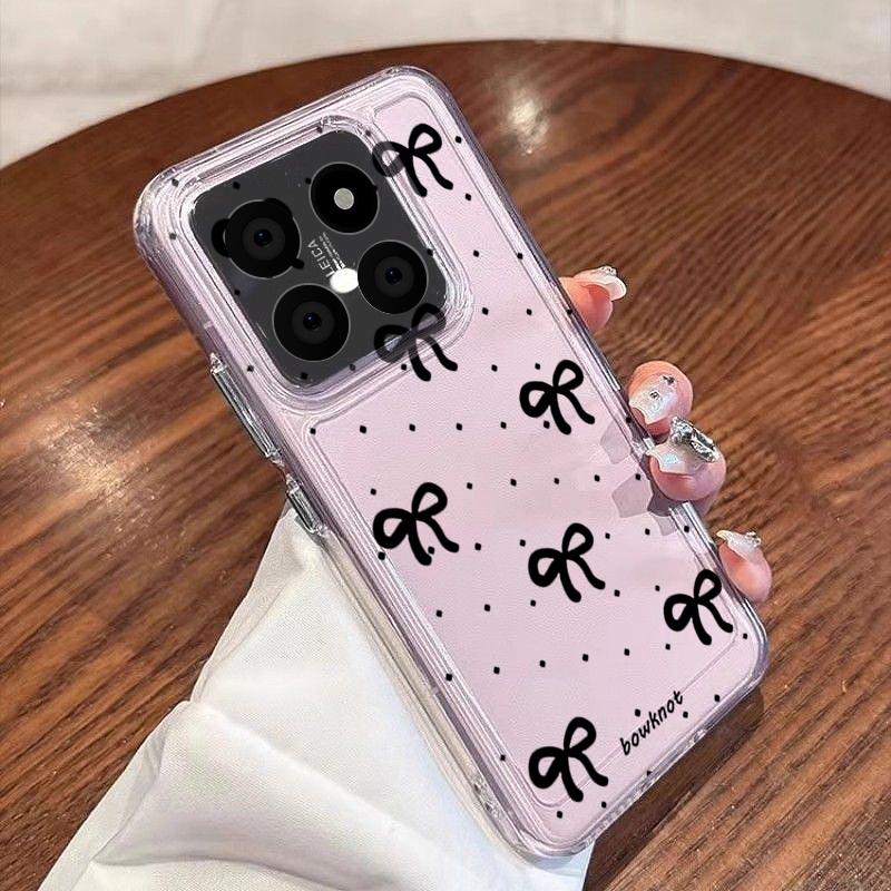 Pink Bowknots Floral Pattern Case For Xiaomi Redmi Note 15 Pro 4G Funda Redmi Note 14 13 Pro 5G Clear TPU Silicone Soft Cover