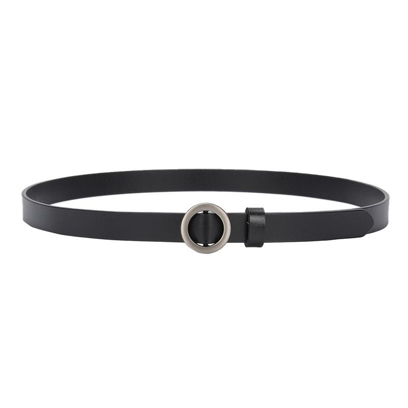 Leather Fine Belt Women'S Cowhide Round Buckle Belt Women'S Casual Decorative Skirt Waist Women'S Belt