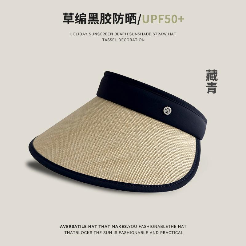 

Раттановая шляпа от солнца с открытым верхом, женская летняя шляпа от солнца для велоспорта на открытом воздухе с широкими полями и защитой лица, шляпа-ведро с защитой от УФ-лучей Adjustable (55-60) with windbreak rope