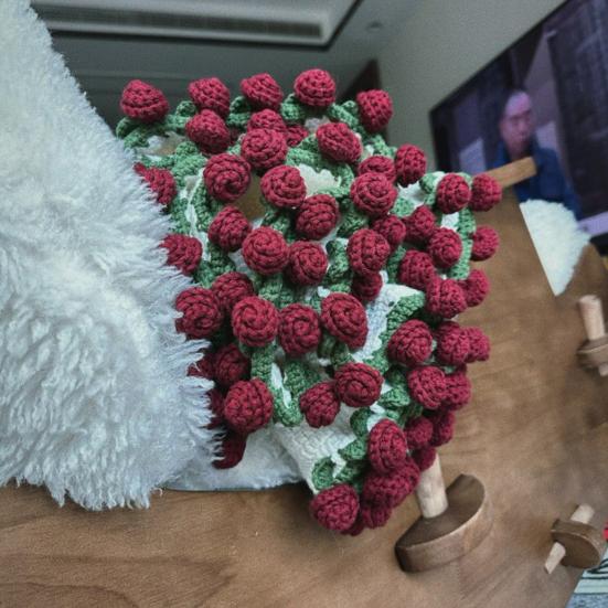 Crochet Rose Bouquet Blanket Handmade Rose Bouquet Throw Blanket Crocheted Roses Bouquet Sofa Blanket for Bed Decor Romantic Gift