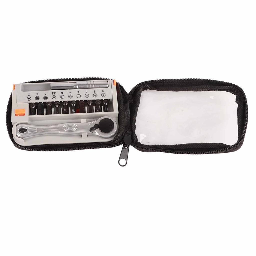 12 in 1 Portable Mini 14" Quick Ratchet Socket Wrench & Screwdriver Bits Set Hand Repair Tool