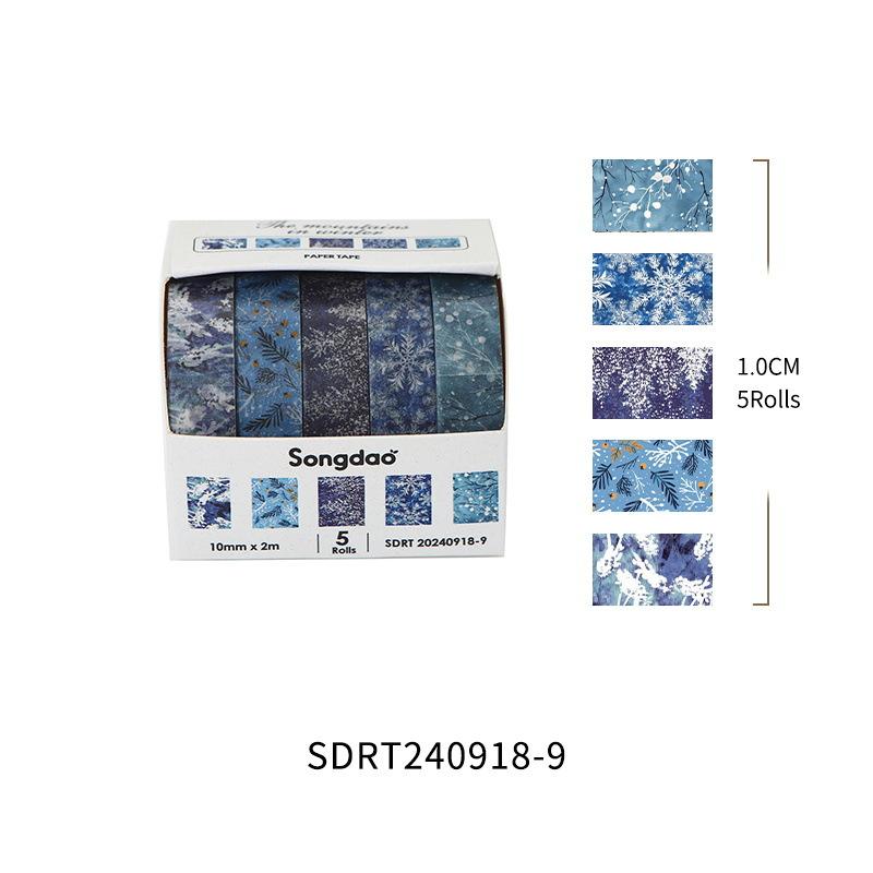 5 Rollen/Set Winterberg-Serie Blumen Washi Tape Saisonale Blumen Blätter Dekorativ Schnee Masking Tapes für Kunst DIY