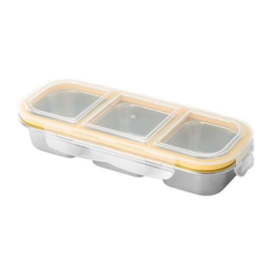 Stainless Steel Snack Container for Kids And Adults Reusable Lunch Box Leak-Proof 3-Compartment Crisper Box for School Work Travel жёлтый