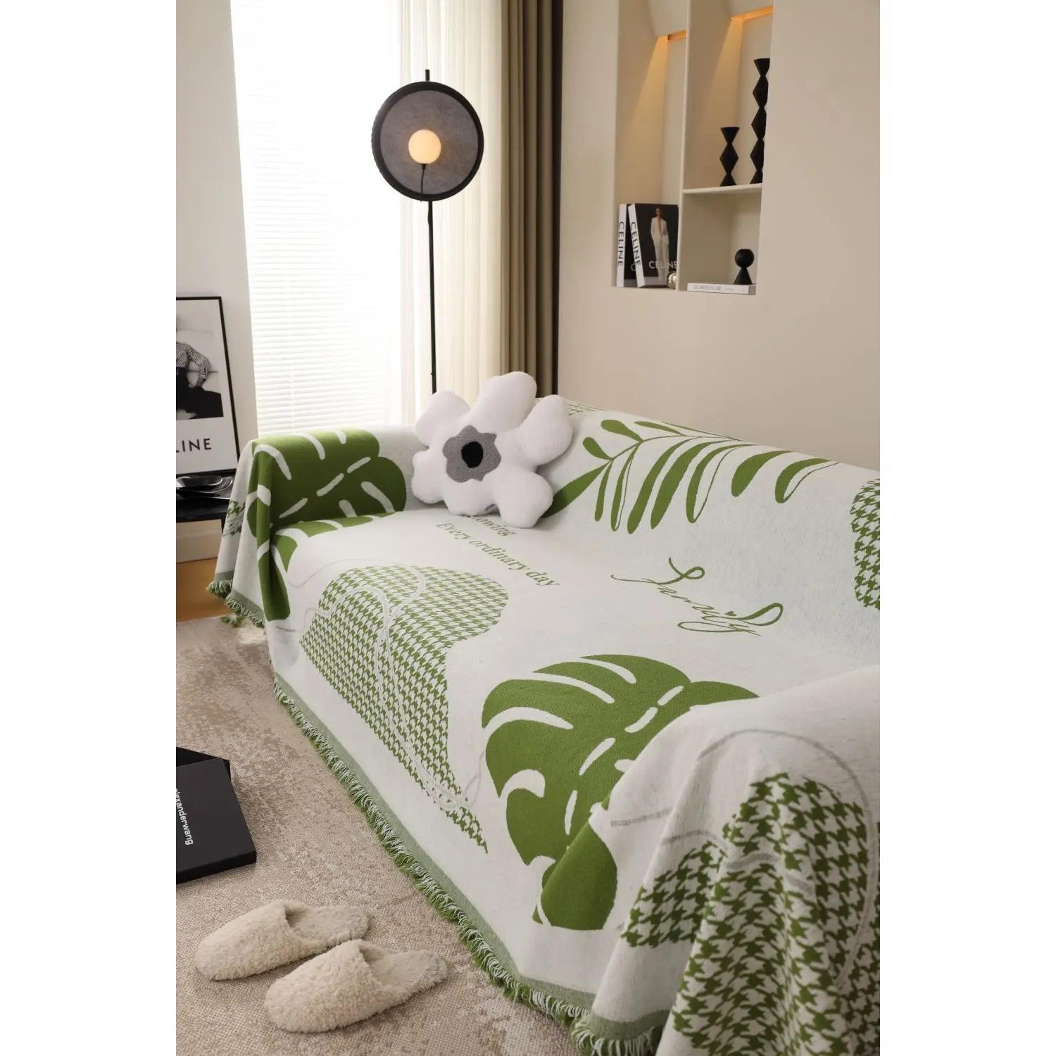 

Чехол для дивана с большим листом, коврик, одеяло для гостиной, диван с узором «гусиные лапки», современное покрывало для кемпинга, пикника 180x130cm