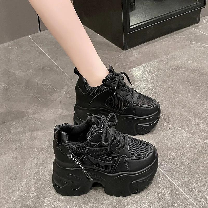 Fashion 2024 Women High Platform Sneakers New Summer Spring Non-slip breathable Shoes 10CM Thick Sole Casual Shoes Dad Sports Sneakers