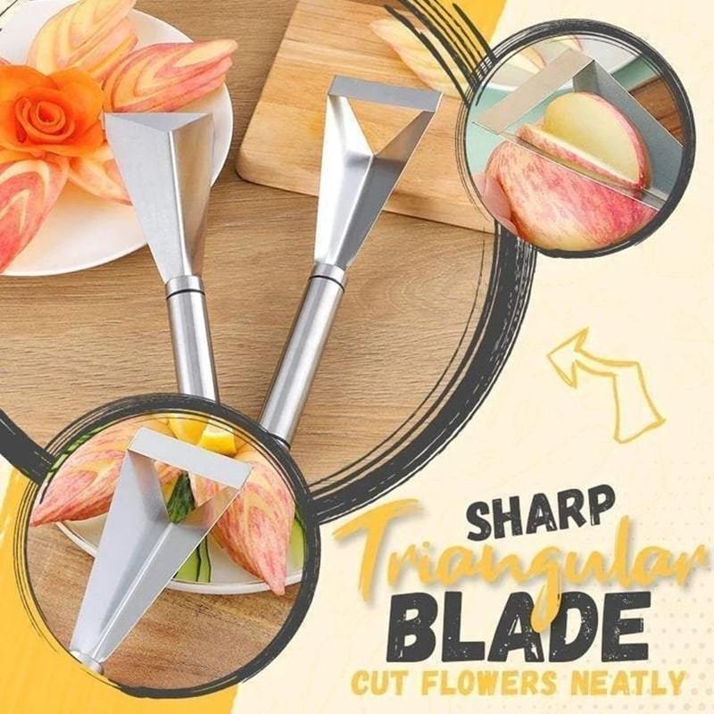 Stainless Steel Triangle Fruit Carving Knife Fruit Platter Artifact Triangle Vegetable Knife Non-slip Carving Blade Kitchen Tool