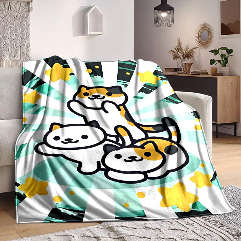 

1pc Cute Cats Blanket Warm,Perfect for Camping And Travel, Making It a Great Gift for Any Season yy250904179 75x90cm