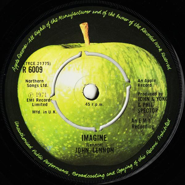 

7-дюймовая пластинка ДЖОН ЛЕННОН - Imagine R6009 APPLE RECORDS 1980 Великобритания Рок Б/У