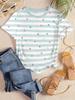 Women's Casual Striped Polka Dot T-shirt Summer Short-sleeved Round Neck Loose All-over Printed T-shirt