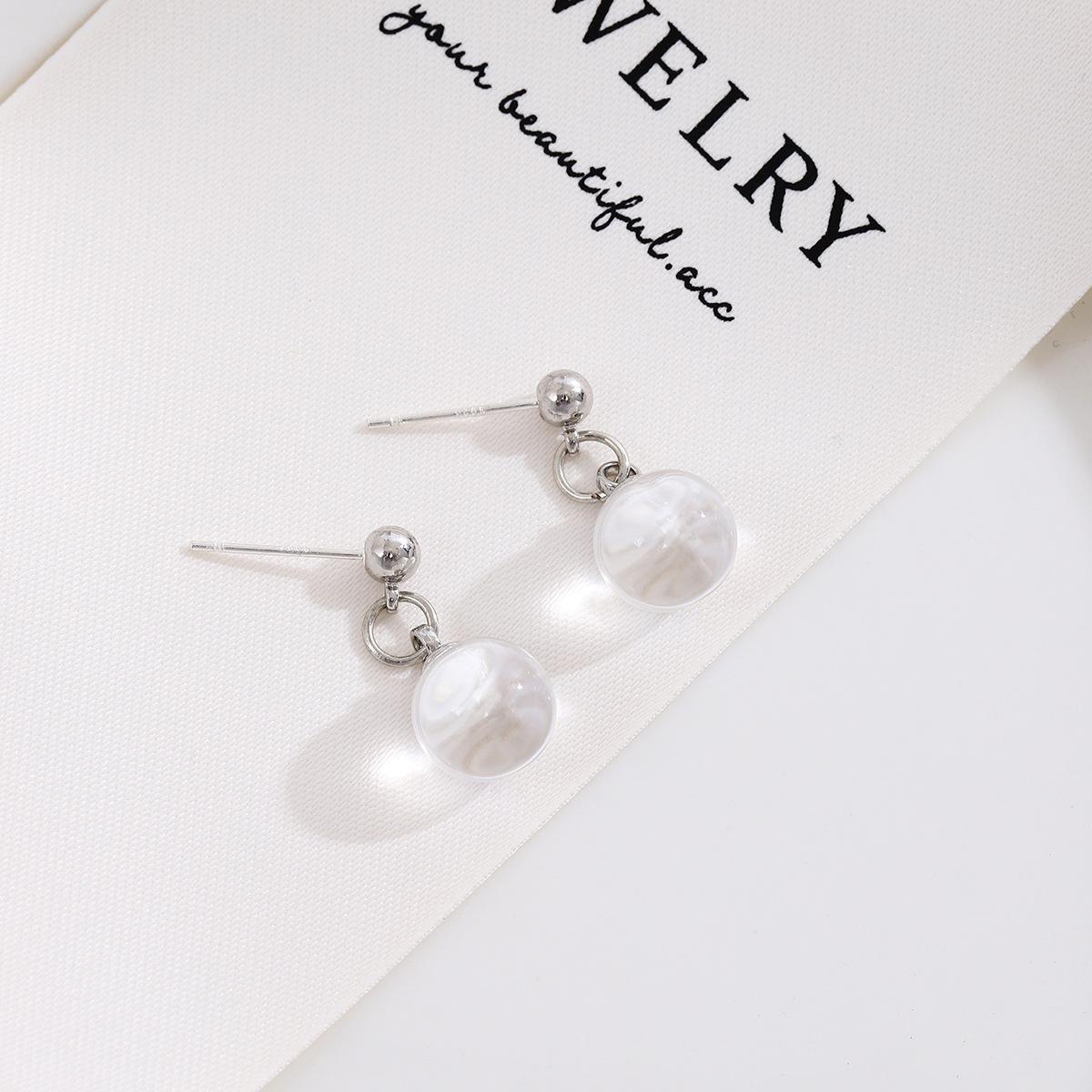 

Minimalism Exquisite Bright Transparent Round Ball Pendant Piercing Stud Earrings for Women Korea Fashion Zircon Accessory Gift