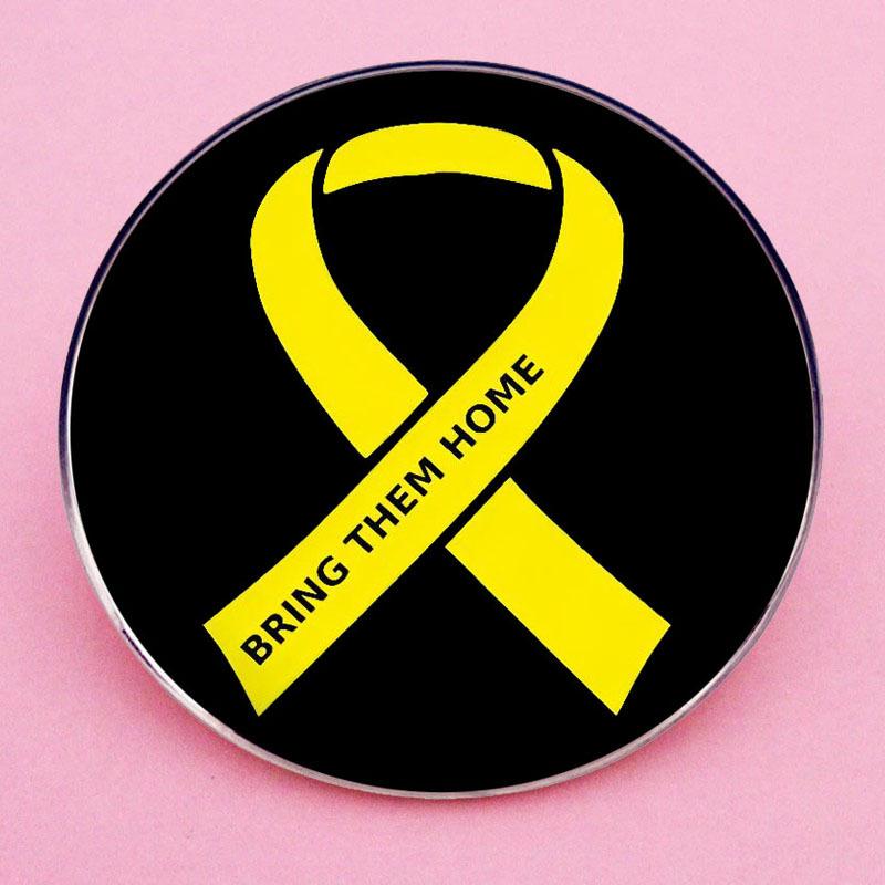 Yellow Ribbon Brooch Yellow Neuroblastoma Awareness Pin Gold Ribbon Brooch Alloy Cancer Awareness Pin For Childhood Cancer