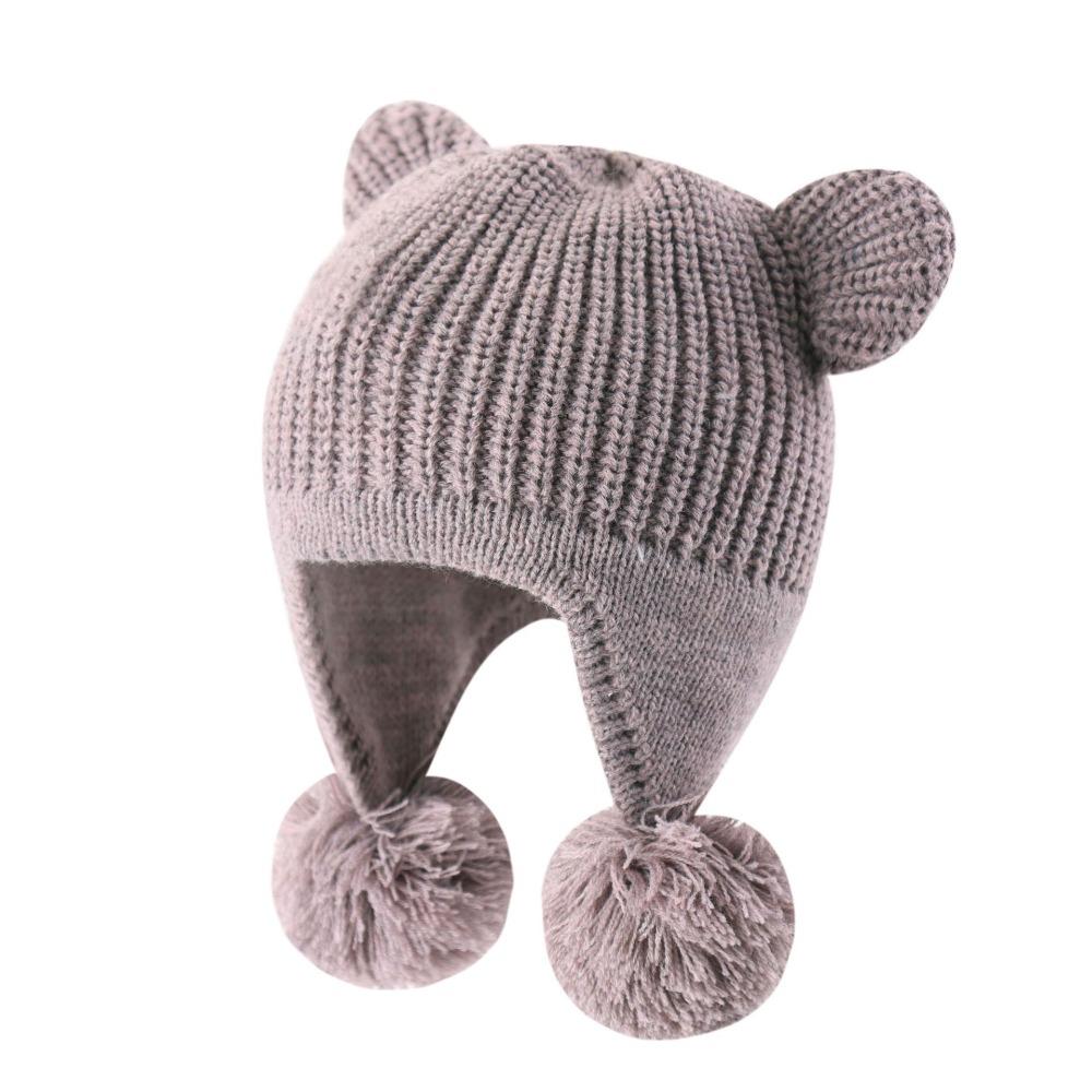 Fleece Lined Baby Winter Hat 2 Cute Ears Warm Fleece Hat Fashionable Kids Knit Hat  Winter Season