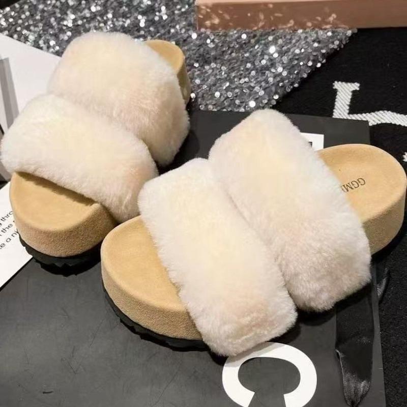 Fashion Fluffy Women Flats Slippers Fashion Platform Casual Shoes 2025 Autumn New Trends Slingback Flip Flops Cozy Zapatillas De Mujer