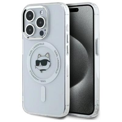 Karl Lagerfeld Klhmp15Lhlschh Iphone 15 Pro 6.1 Biały/White Hardcase Iml Metal Choupette Head Magsafe