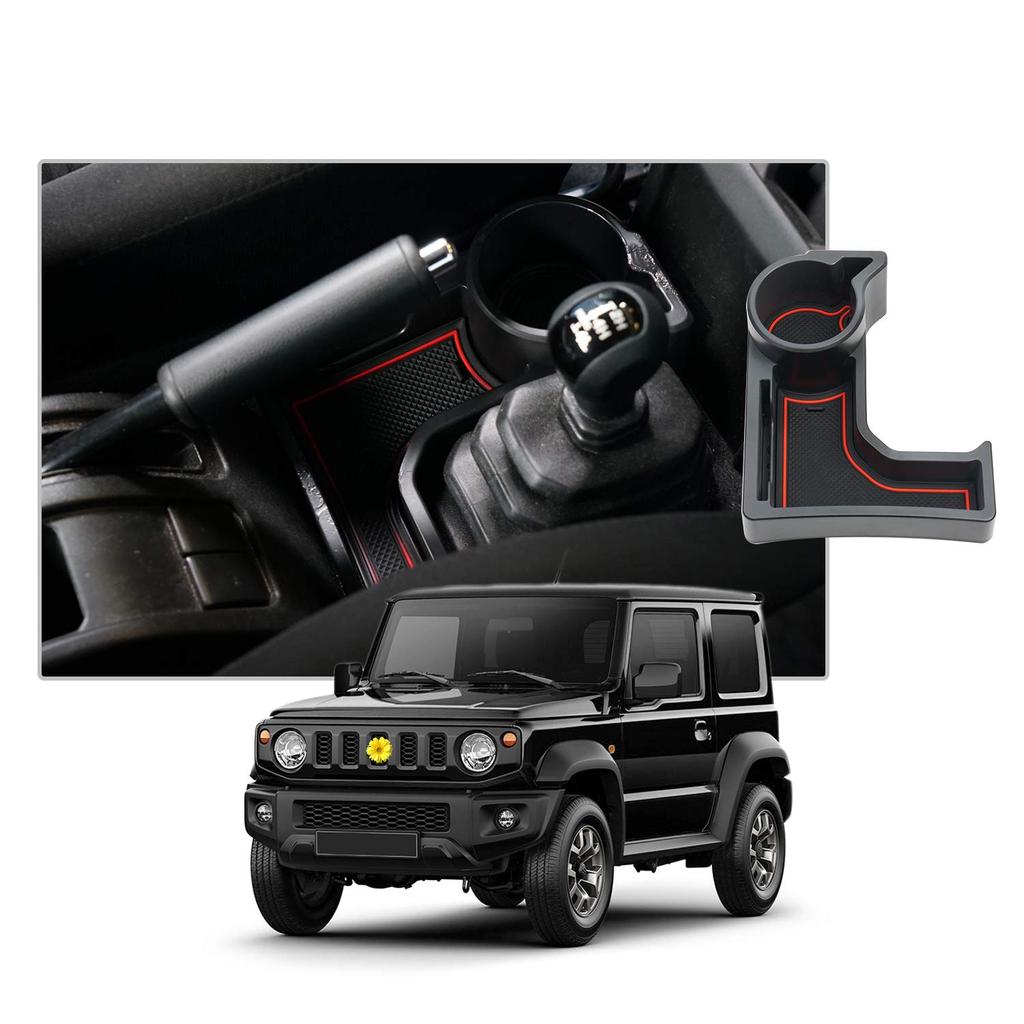CDEFG Center Console Tray with Cup Holder for Suzuki Jimny JB64/JB74 (AT Only) – With 3 Color Rubber Mats