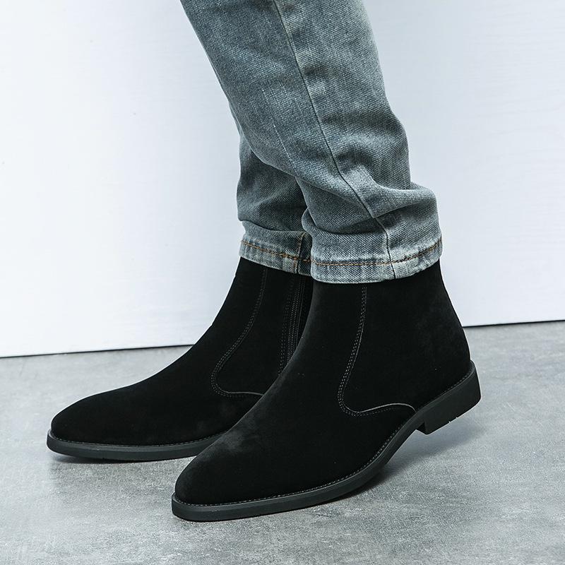 Men's High-Top Suede Chelsea Boots - British Casual Fashion with Zipper