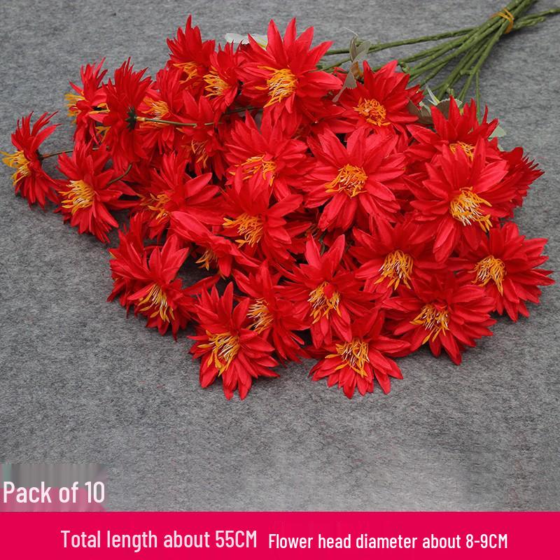 10-Piece Burgundy Floral Décor Set: Red-Toned Artificial Flowers, Mat, Aisle Runner, Wedding Decoration