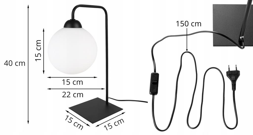 BLACK LED BALL TABLE LAMP 15cm