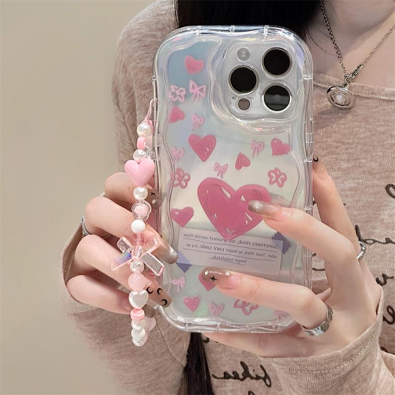 Zhitai iPhone 16 Pro Case, Laser Paper Cream Pattern, Chain Compatible with iPhones 12-78 Plus