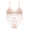French Sexy Underwear Women's Thin Triangle Cup Without Steel Ring Bra, Thin Shoulder Strap, Beautiful Back Lace Underwear Set