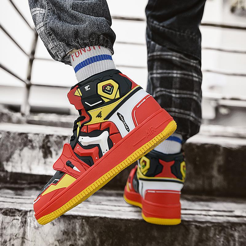 Men‘s Luxury Casual Basketball Shoes Mecha Warrior Cushion Fashion Breathable Non Slip Sports Sneakers for Youth Student Comfort