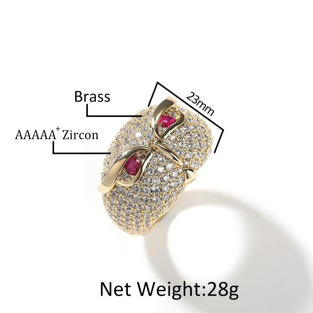 Creative Owl Ring Hip Hop Personality Copper Set 5A Zircon Animal Ring Trend Accessories