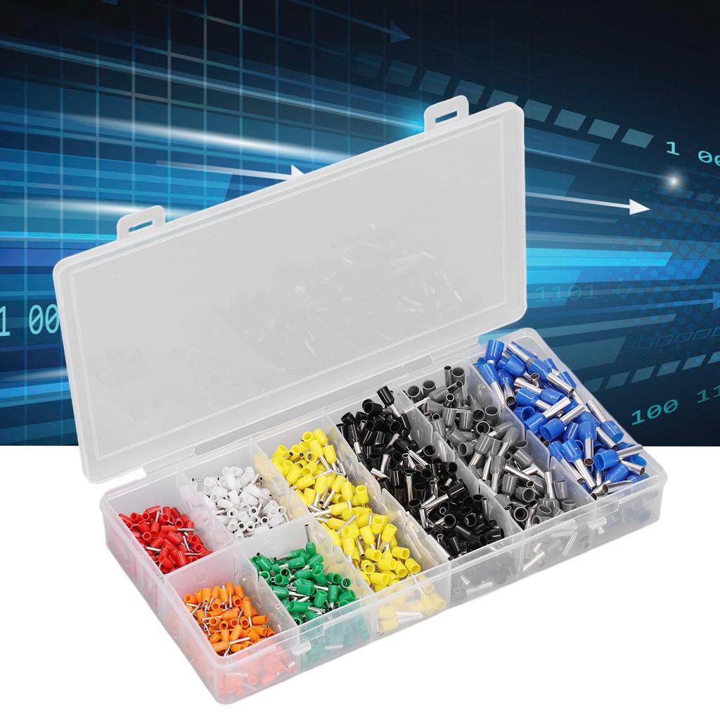 1000Pcs Wire Ferrules Terminals Kit Brass PP Ferrules Crimping Kits Pin Terminal CZ0100939