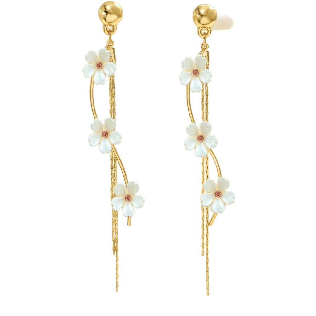 1Pair Gold New Flower Pendant Earrings Niche Temperament Simple Earrings Jewelry Gift Women