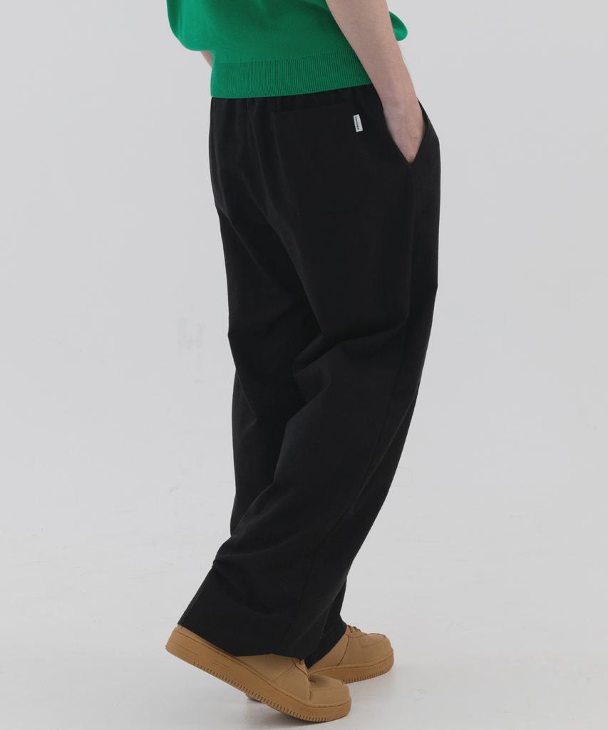 PIANER Linen-Like Semi-Wide Pants (Black)