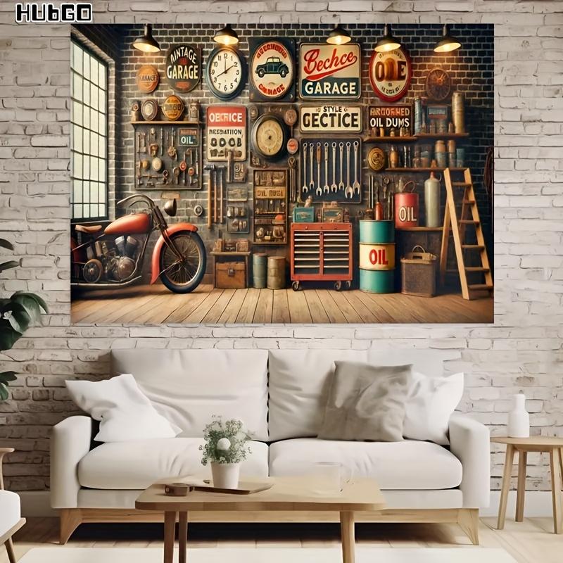 Retro 2D Background Fabric+garage, Living Room Decoration, Party, Photo Studio Multifunctional Background Wall