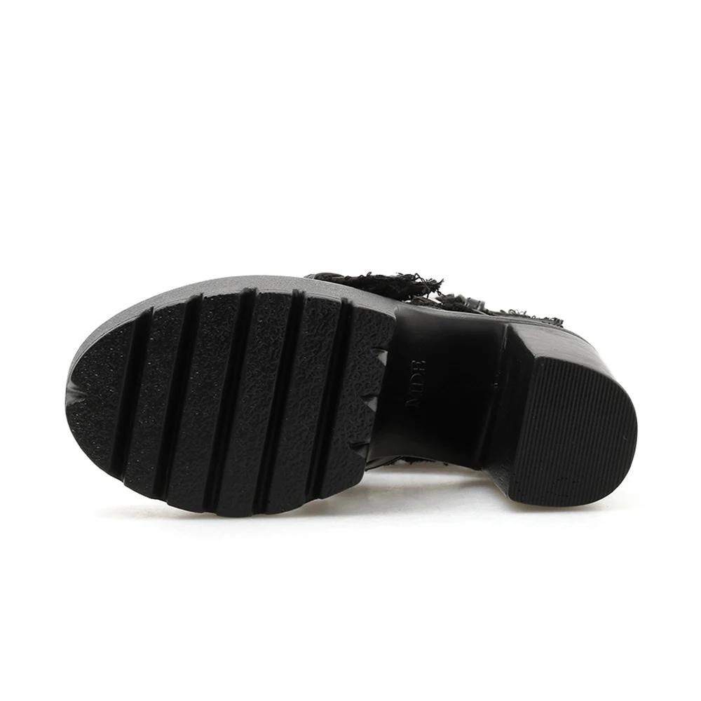 Gdgydh Women's Black Block Heeled Sandals Open Toe Buckle Strap Platform Pumps Goth Style Back Zipper High Heels Summer Shoes