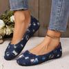 Damen Slipper 2025 Neu Gemischte Farben Patchwork Denim Atmungsaktive Schuhe Lässig Runde Zehenpartie Slip-On Flache Schuhe