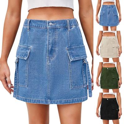 Damen Fashion Wash Edge Denim Kurzer Rock Rock