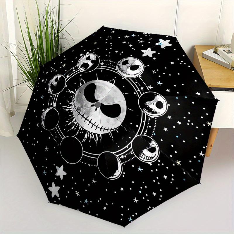 

Moon Phases,Nightmare Before Christmas Automatic Opening and Closing Umbrella - 8-rib Reinforced Folding Design, Lightweight and Portable, S
