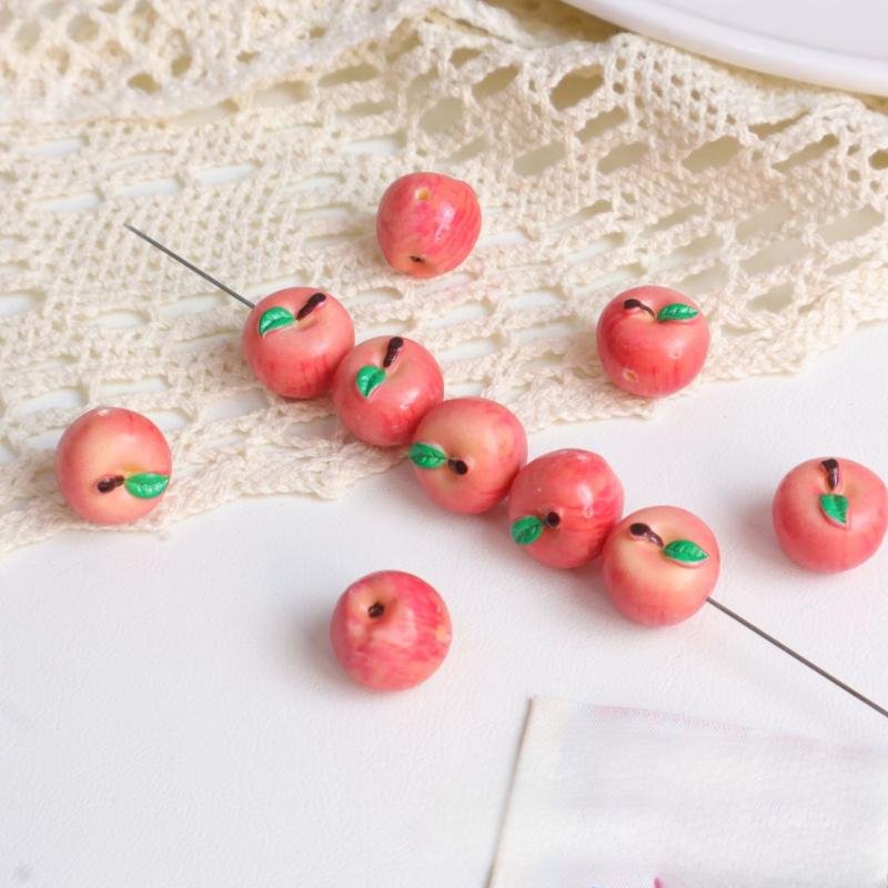 5Pcs Realistic Fruit Miniature 3D Apple Resin for Handmade DIY Bracelet Necklace Loose Bead Cute Girl Pendant Charm Accessories