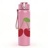 1PC Red Cherry Fruit 750ml Color Plastic Sports Water Bottle Leakproof Flip Straw Lid Suitable for Sports Office Home Use