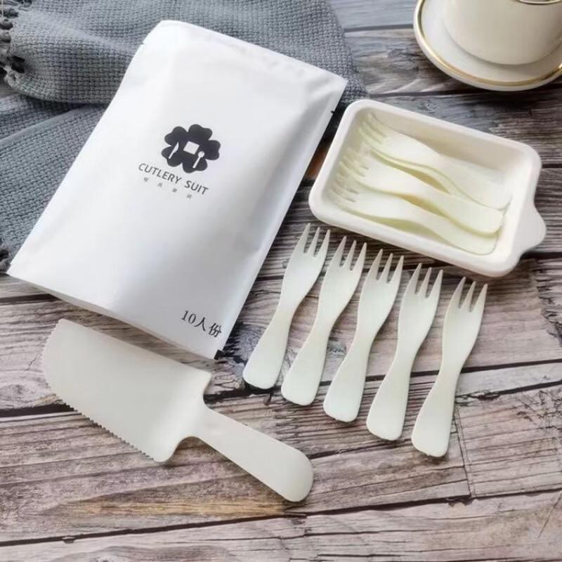 Eco-Friendly Disposable Corn Starch Cake Tableware Set